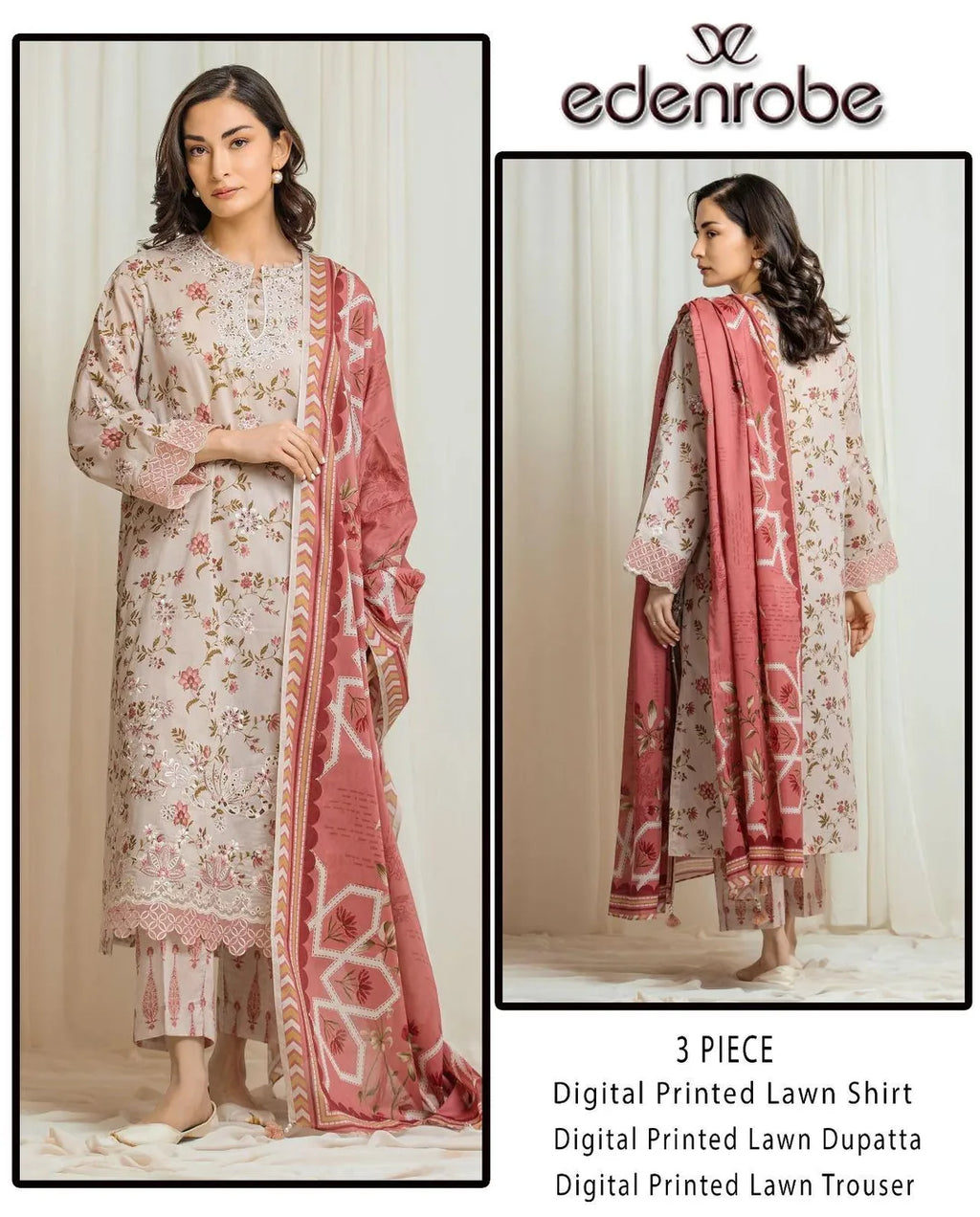 Edenrobe 3 Piece Digital Print Lawn