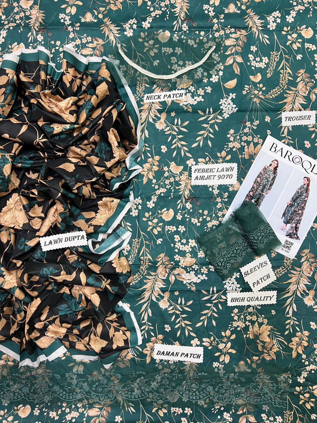 BAROQUE BRAND  LUXURY PRIMEIUM PRINTED LAWN VOL SUIT