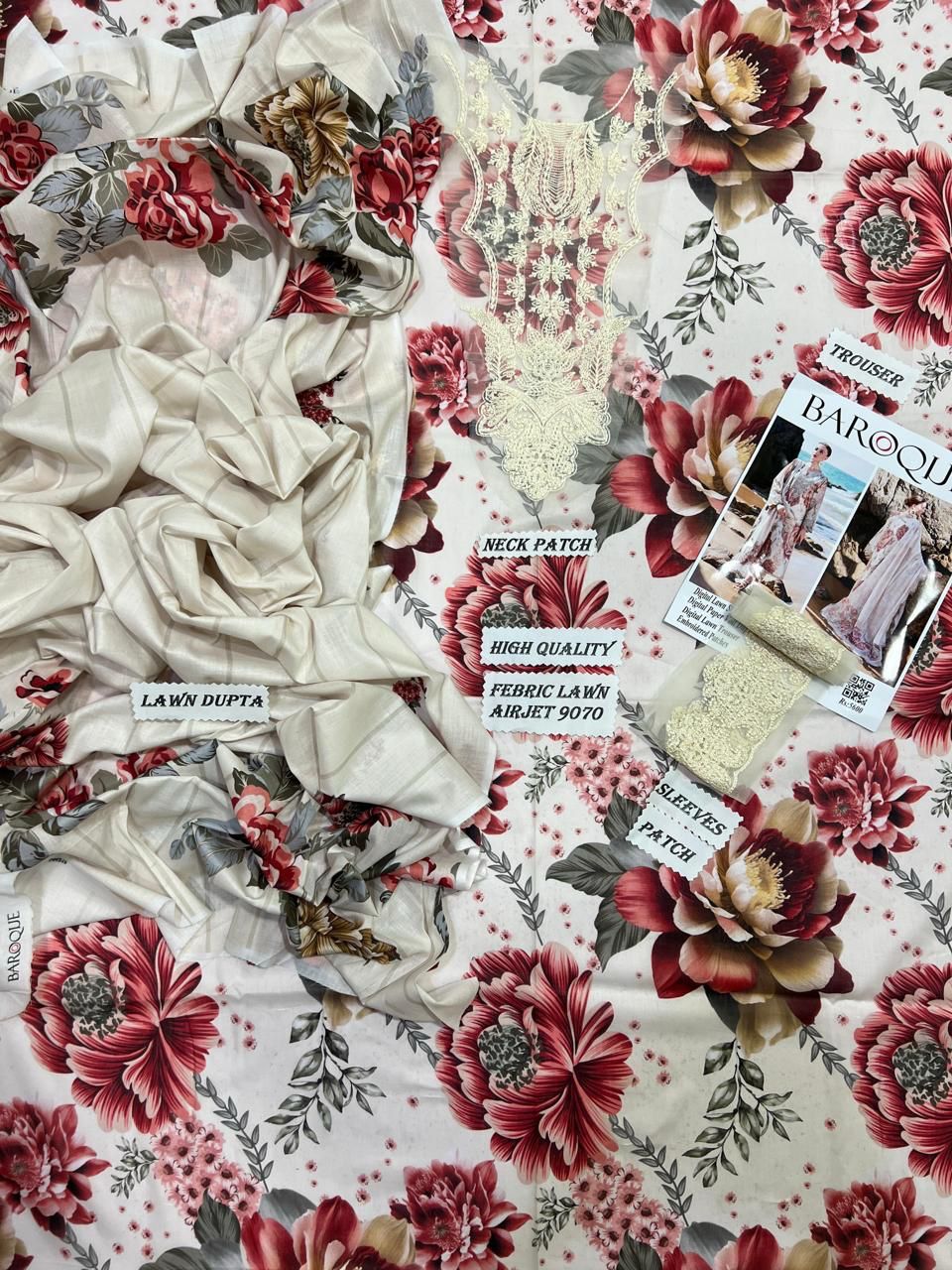 BAROQUE BRAND  LUXURY PRIMEIUM PRINTED LAWN VOL SUIT