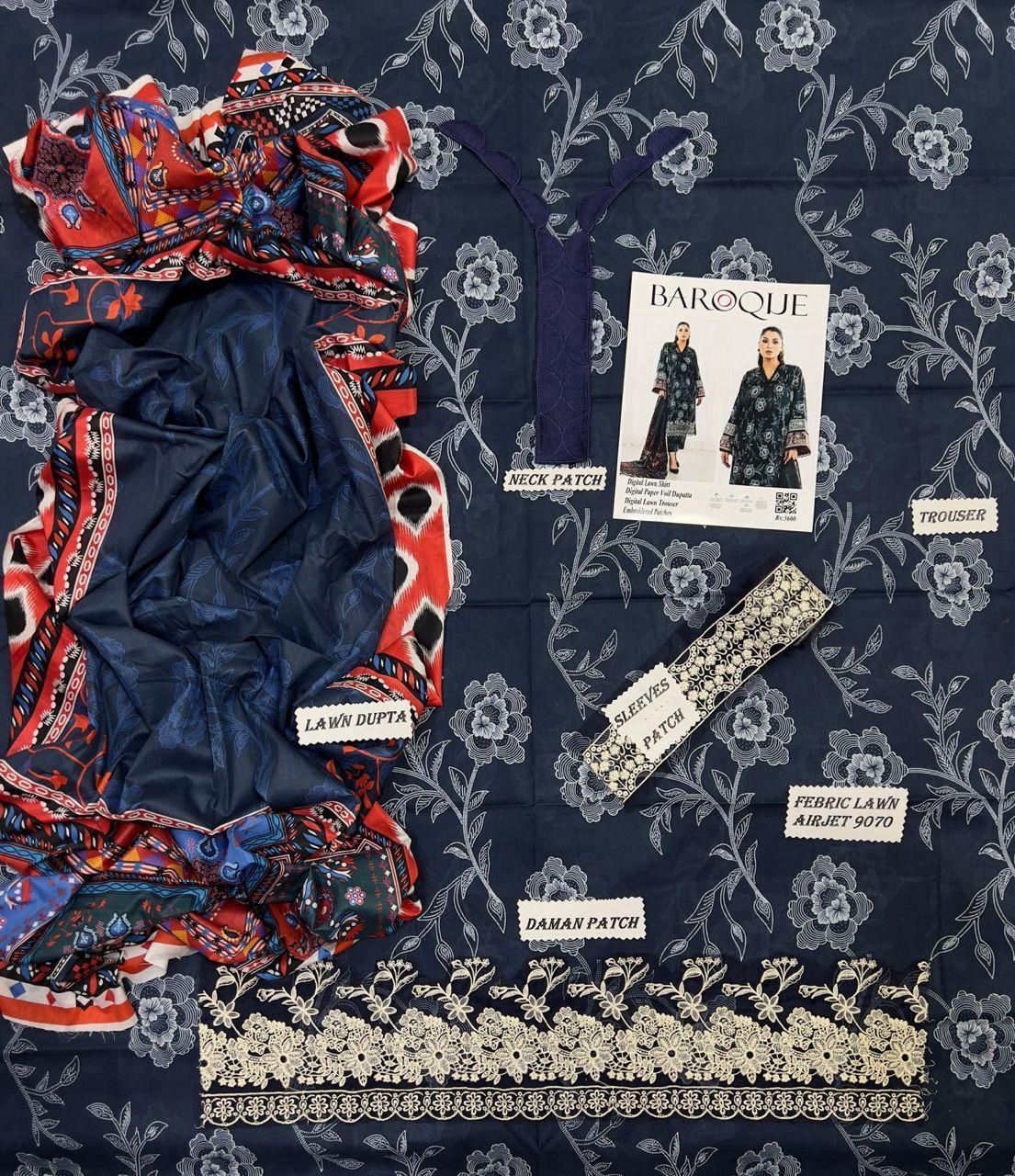 BAROQUE BRAND  LUXURY PRIMEIUM PRINTED LAWN VOL SUIT