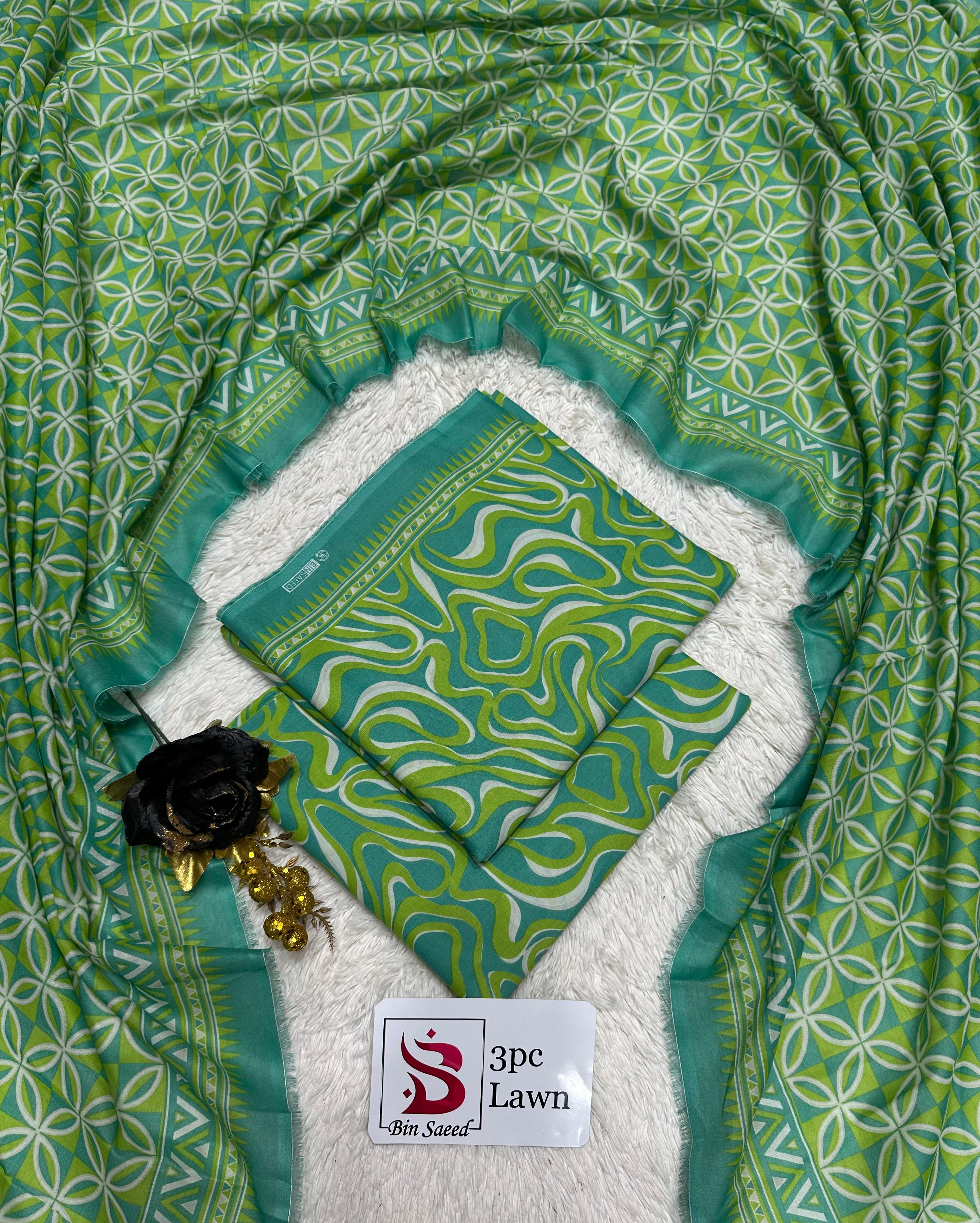 Printed 3pc lawn dress with Voil lawn Duppata