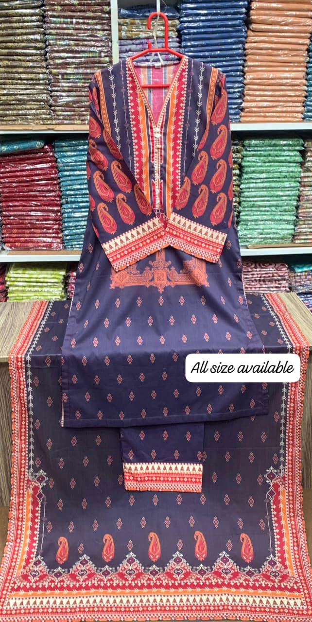 Original Stitched by Bin Saeed PRINTED LAWN WITH LACEWORK