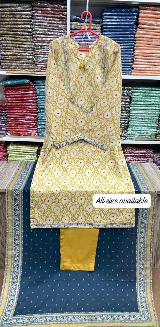 Original Stitched by Bin Saeed PRINTED LAWN WITH LACEWORK