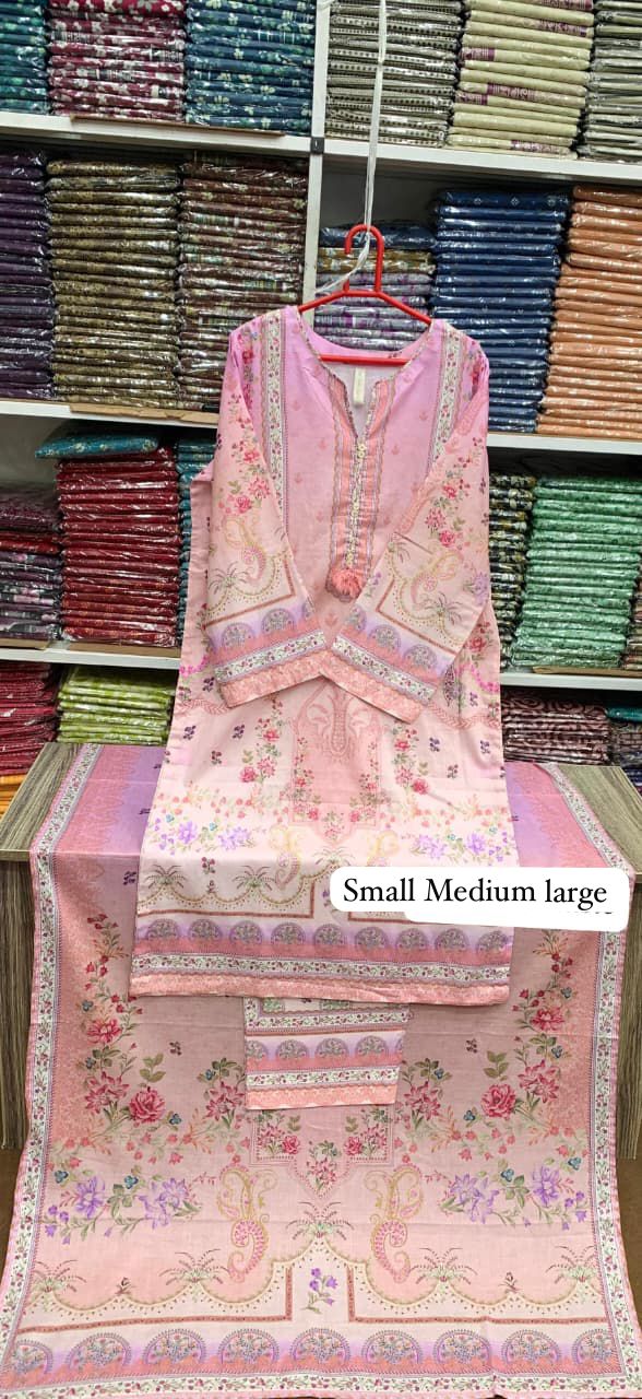 Original Stitched by Bin Saeed PRINTED LAWN WITH LACEWORK