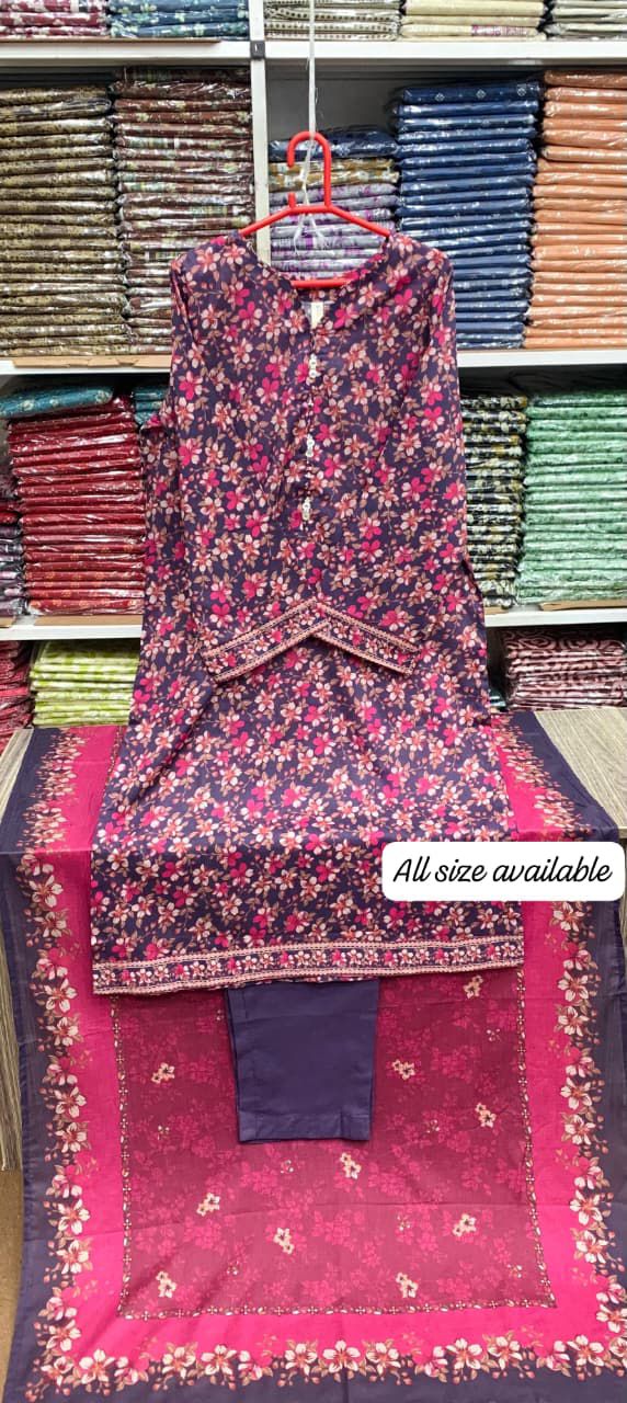 Original Stitched by Bin Saeed PRINTED LAWN WITH LACEWORK