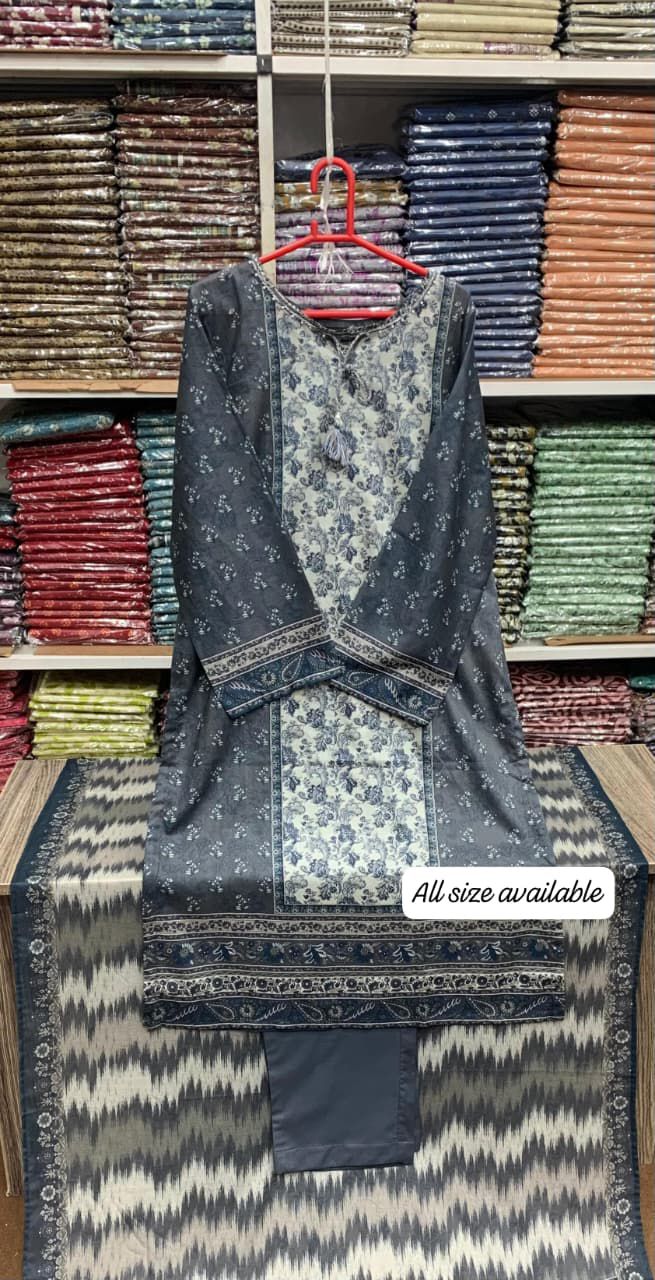 Original Stitched by Bin Saeed PRINTED LAWN WITH LACEWORK