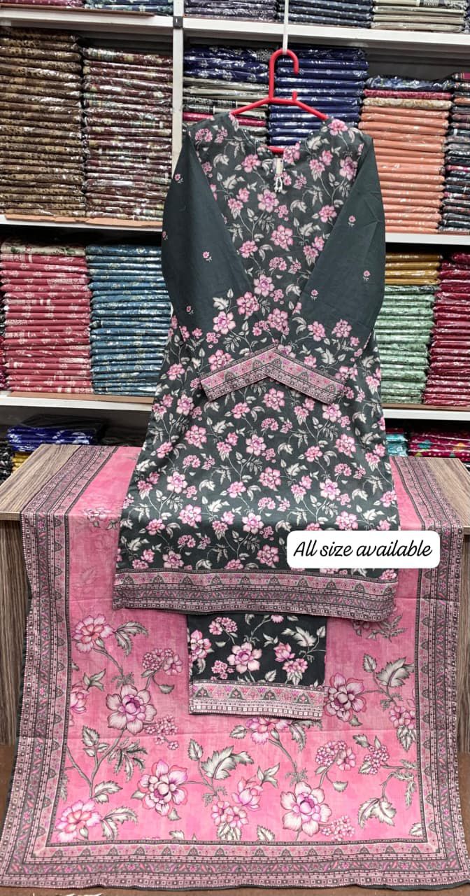 Original Stitched by Bin Saeed PRINTED LAWN WITH LACEWORK